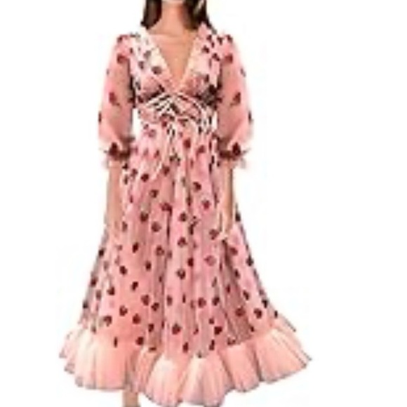 Women’s Pink Strawberry Dress - Picture 7 of 7